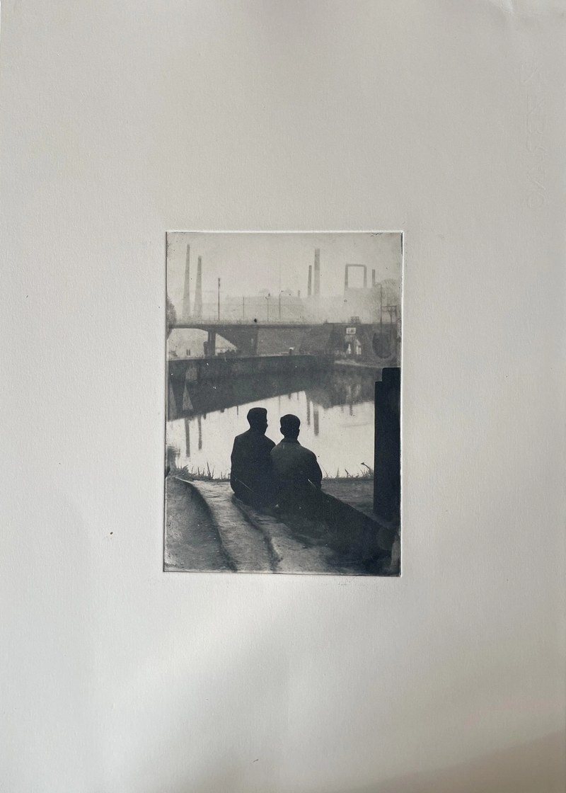 Sitting in the Dock of the Canal, photopolymer etching.